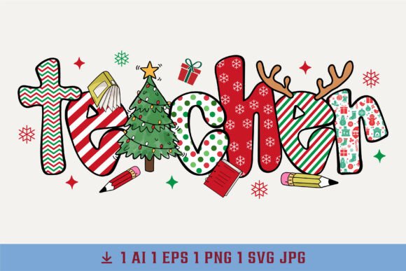 Coquette Preppy PNG Teacher Christmas