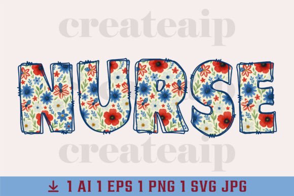 Floral Boho Nurse 4th of July USA PNG