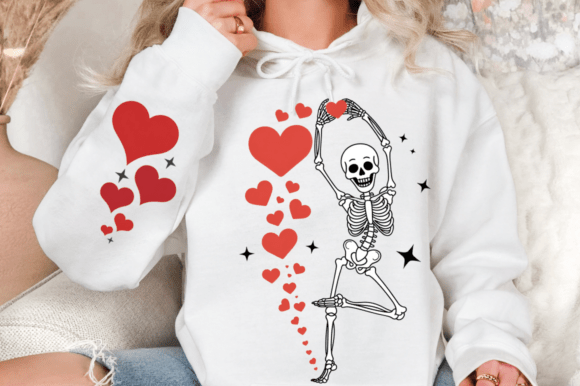 Funny Valentines Day Skeleton PNG Design