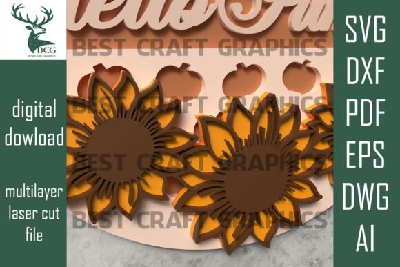 Hello Pumpkin Sunflower SVG Sign