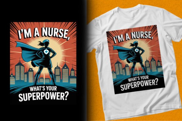 Nurse Superpower Girl PNG T-shirt Design