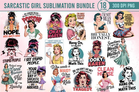 Retro Sarcastic Women Sublimation Bundle